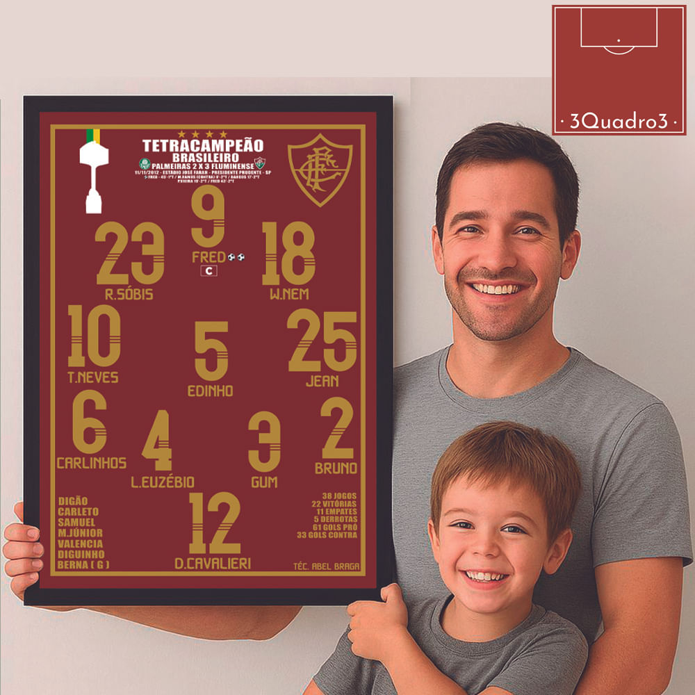 Quadro Fluminense Tetracampeão Brasileiro 2012 3Quadro3 Unissex