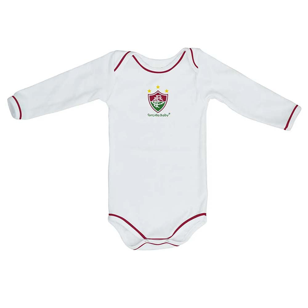Torcida Baby Body Manga Longa Fluminense Branco Unissex