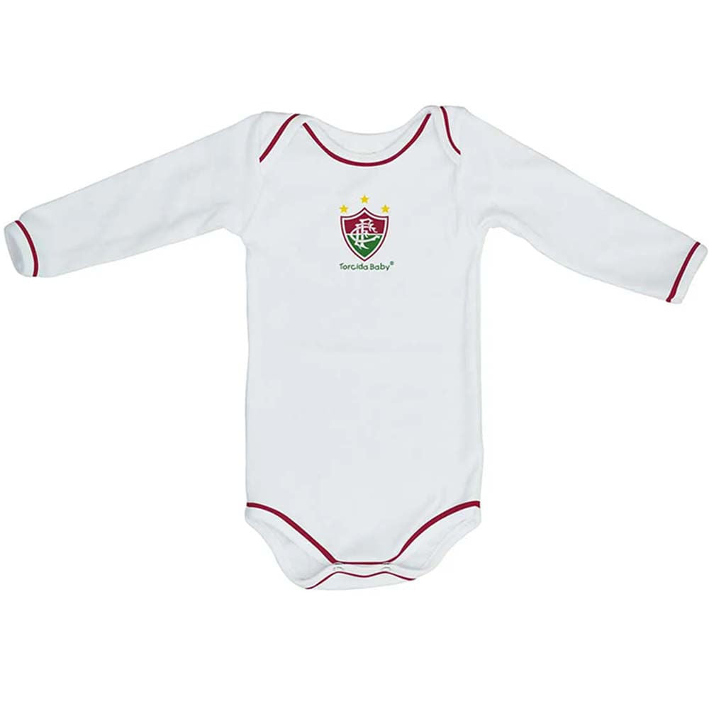 Torcida Baby Body Manga Longa Fluminense Branco Unissex
