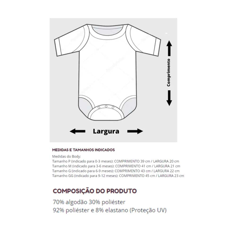Torcida Baby Body Fluminense Proteção UV Unissex Infantil