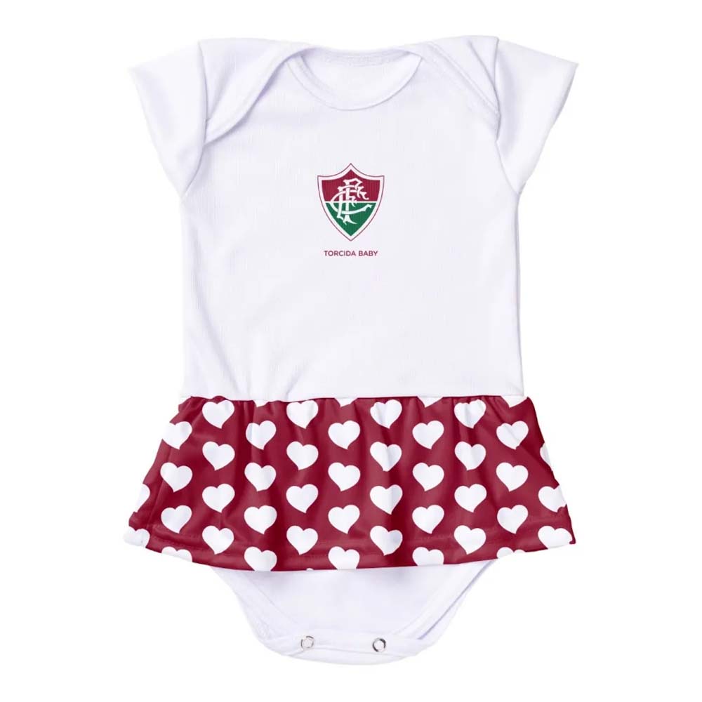 Torcida Baby Vestido Body Fluminense Saia Coração Feminino Infantil