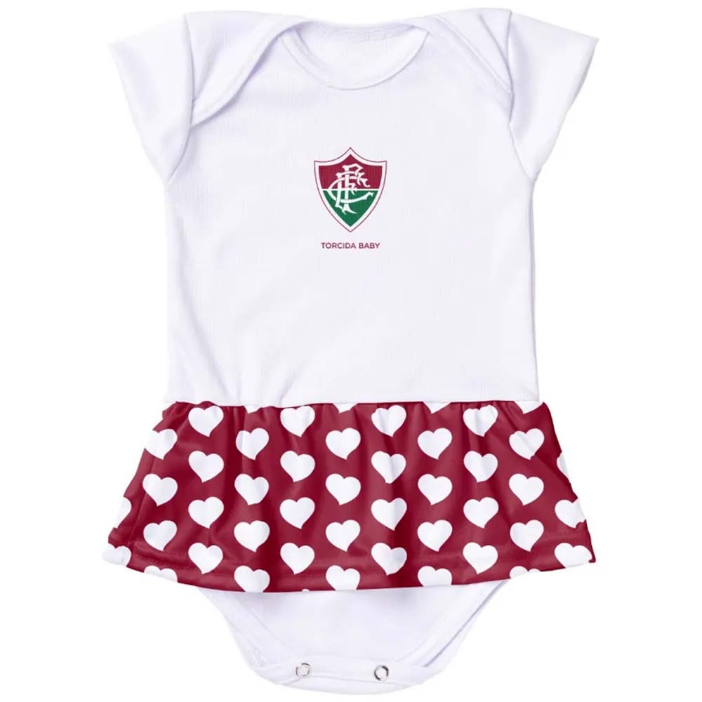 Torcida Baby Vestido Body Fluminense Saia Coração Feminino Infantil
