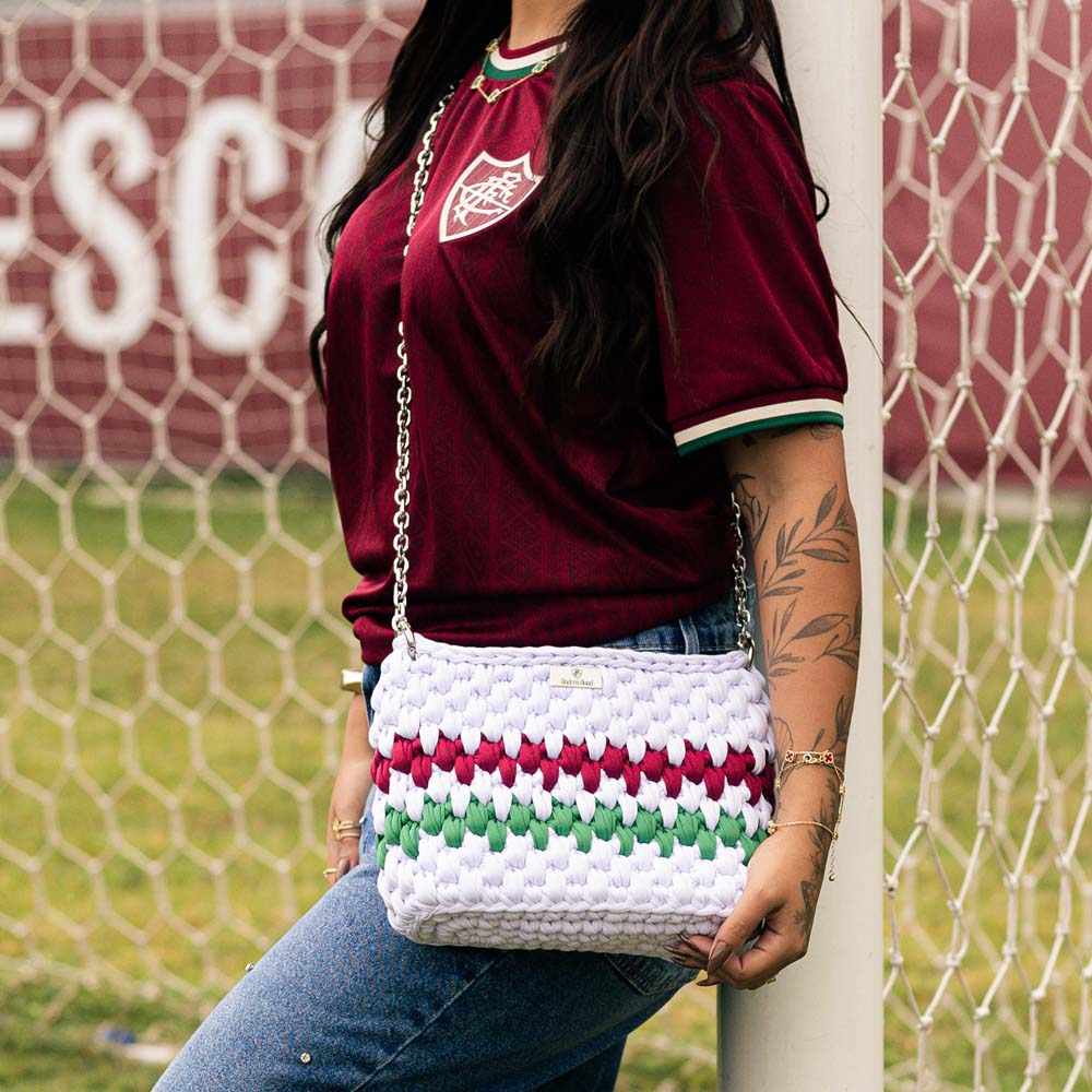 Andrea Auad Bolsa Fluminense Crochê Gabi Branco Grená Verde Feminina