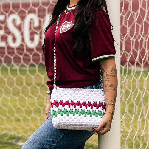 Andrea Auad Bolsa Fluminense Crochê Gabi Branco Grená Verde Feminina
