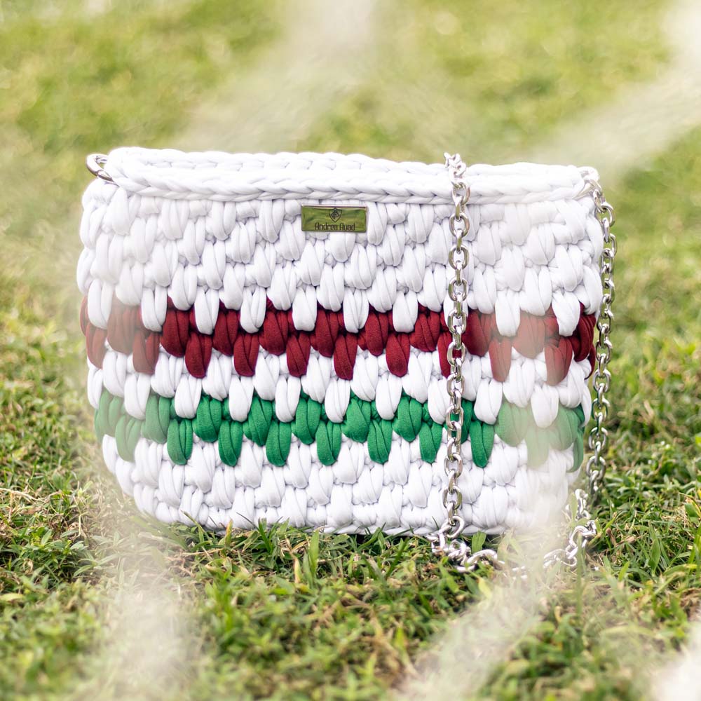 Andrea Auad Bolsa Fluminense Crochê Gabi Branco Grená Verde Feminina