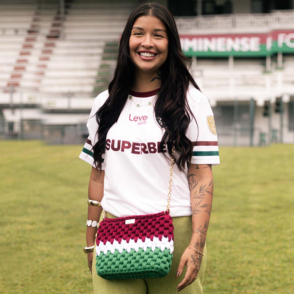 Andrea Auad Bolsa Fluminense Crochê Nina Grená Branco Verde Feminina