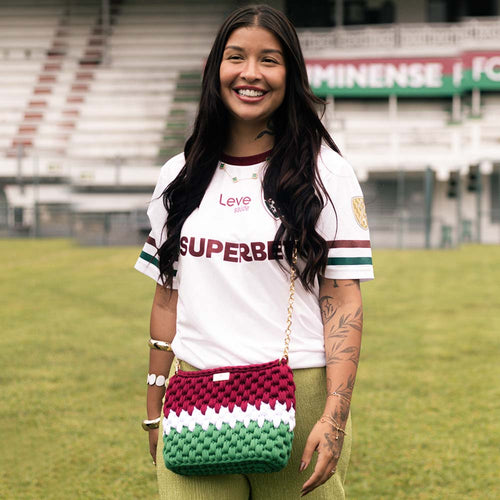 Andrea Auad Bolsa Fluminense Crochê Nina Grená Branco Verde Feminina