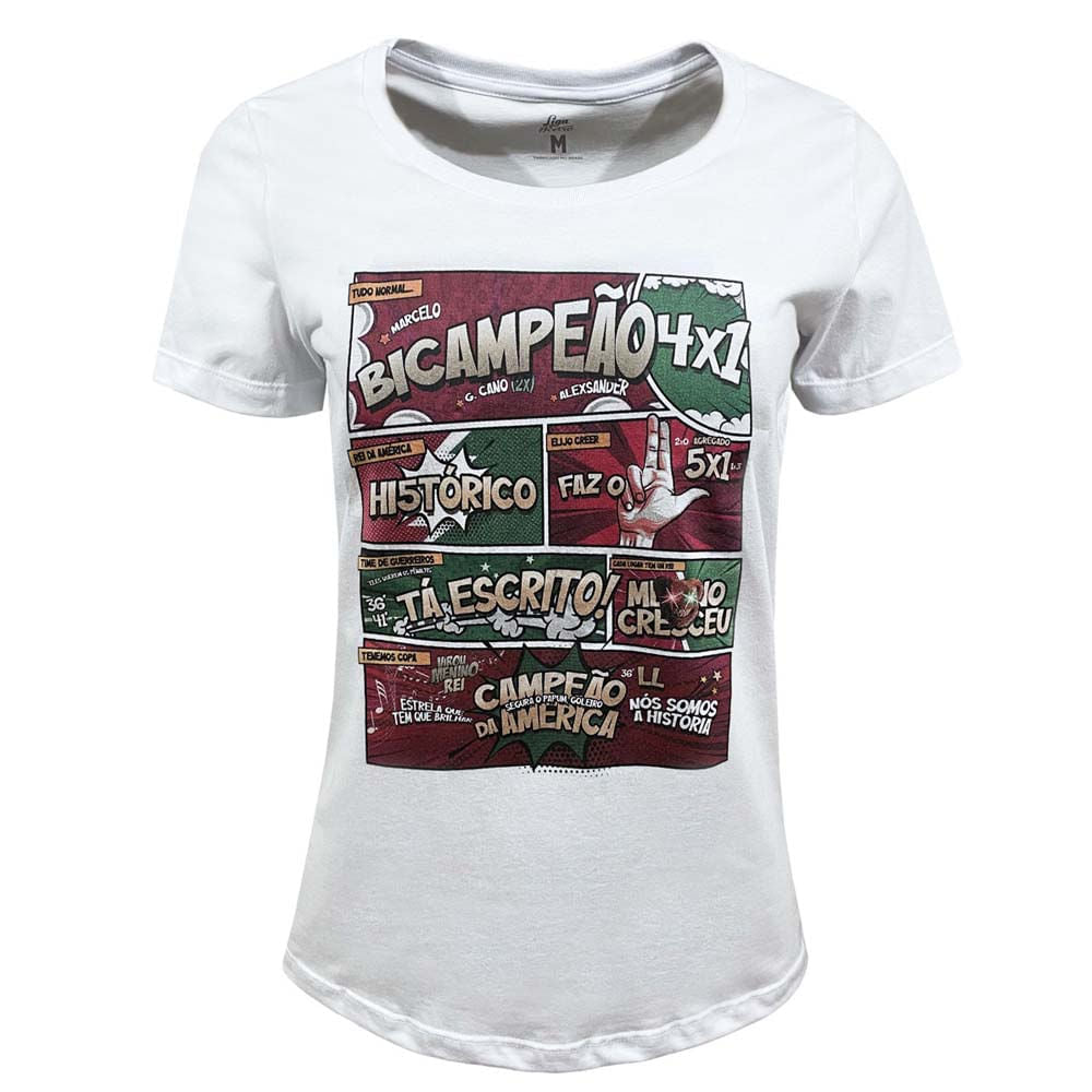 Liga Retrô Camisa Fluminense Feminina Quadrinhos Branca