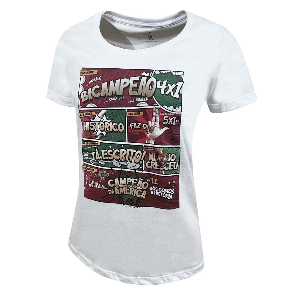 Liga Retrô Camisa Fluminense Feminina Quadrinhos Branca