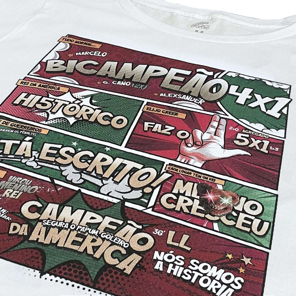 Liga Retrô Camisa Fluminense Feminina Quadrinhos Branca