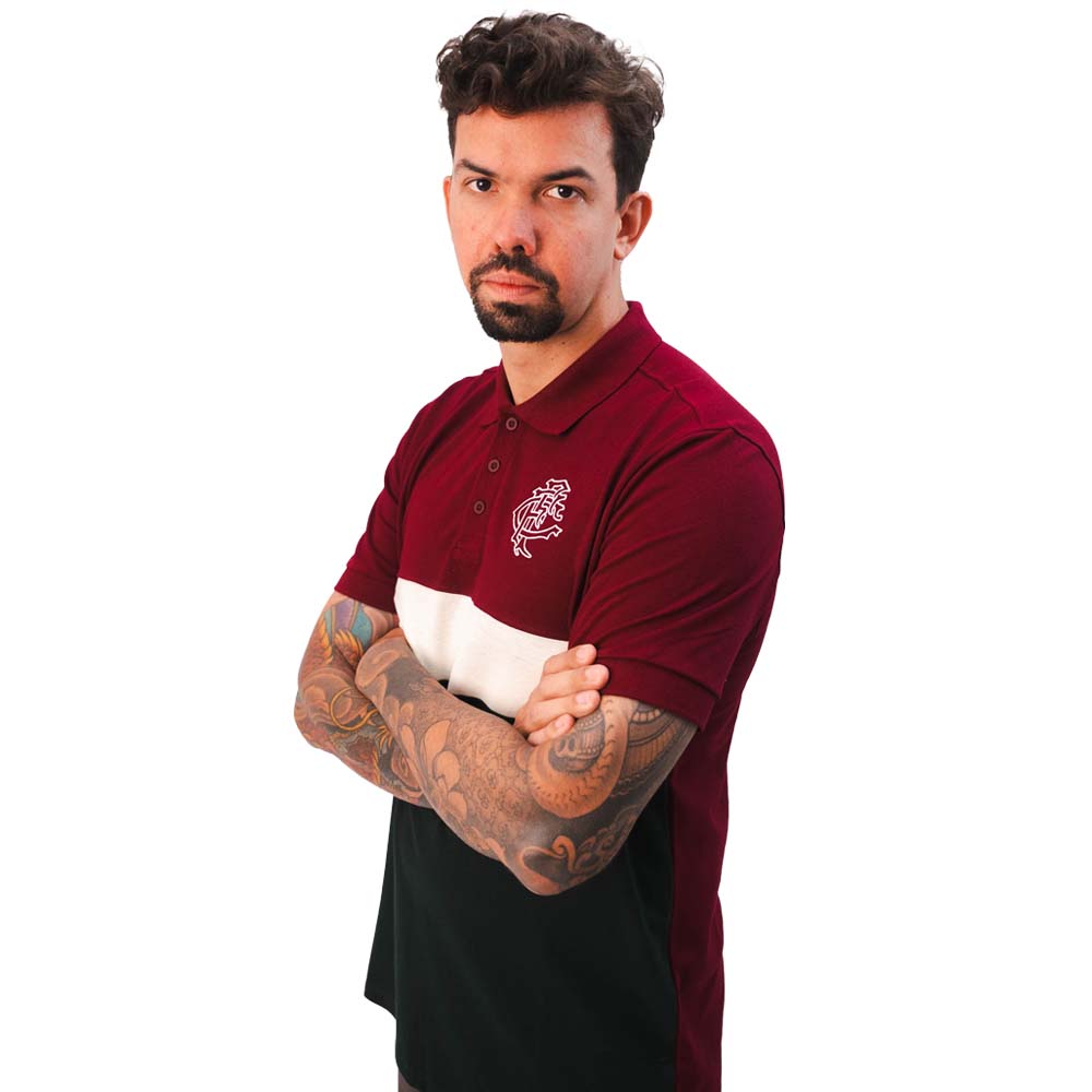 Camisa Polo Fluminense Grená Verde FLUM022 Masculina