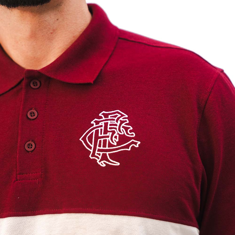 Camisa Polo Fluminense Grená Verde FLUM022 Masculina