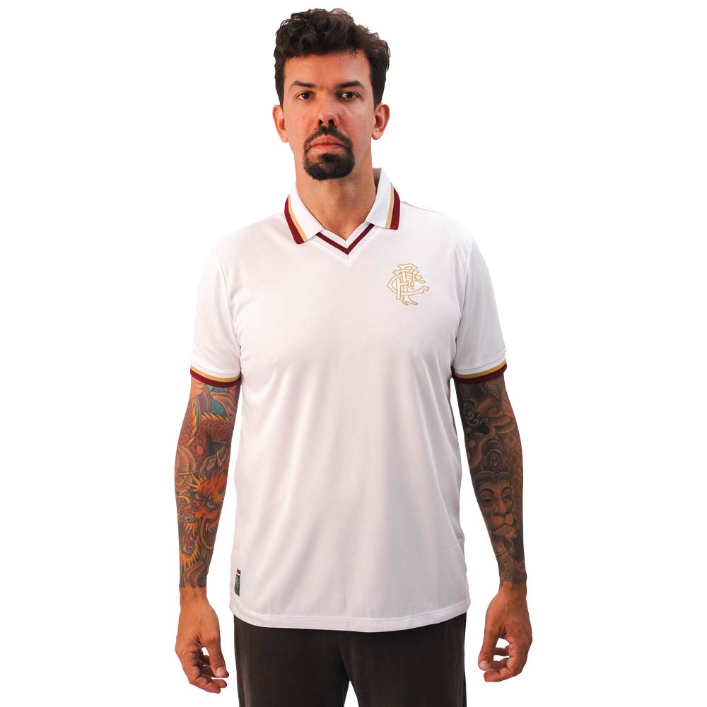 Camisa Polo Fluminense Masculina Branca FLUM024 Natural