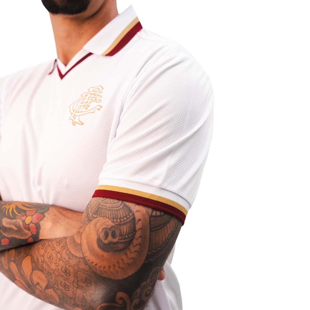 Camisa Polo Fluminense Masculina Branca FLUM024 Natural