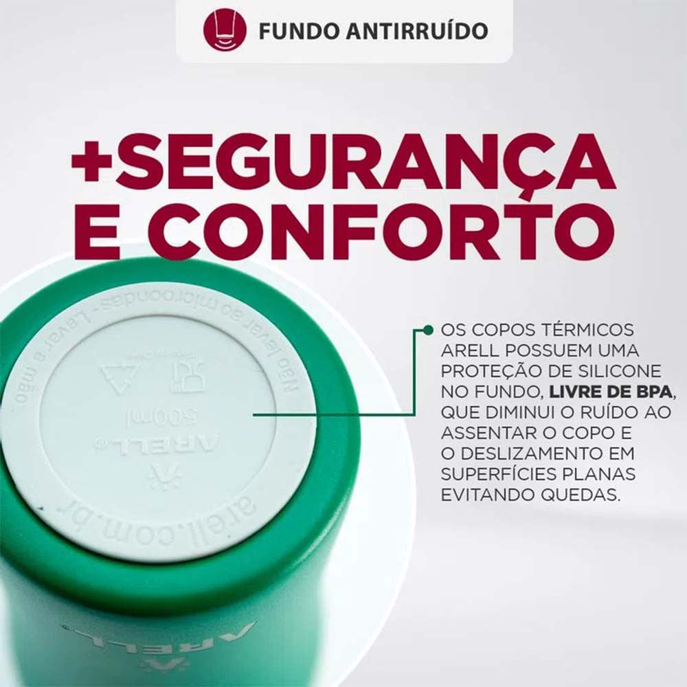 Arell Copo Térmico Fluminense Oficial 1 500ml Aço Inox Unissex