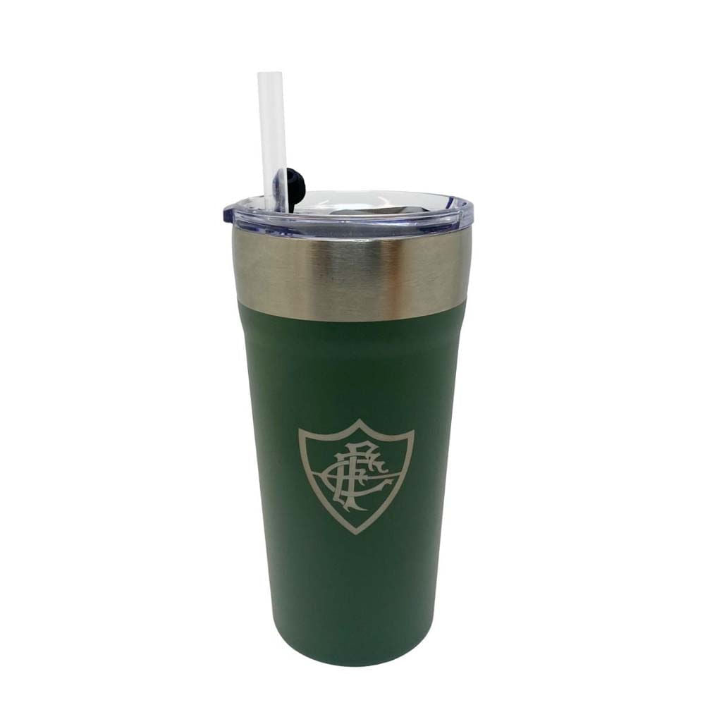 Copo Térmico Fluminense Verde com Canudo 500ml Inox Unissex