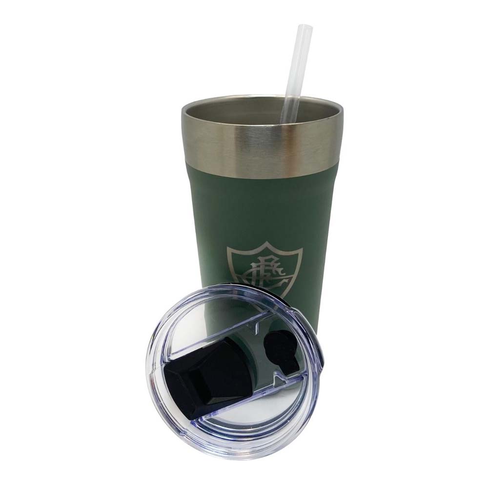 Copo Térmico Fluminense Verde com Canudo 500ml Inox Unissex