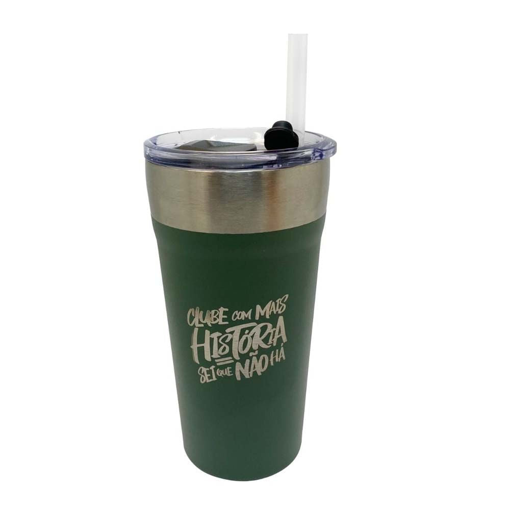 Copo Térmico Fluminense Verde com Canudo 500ml Inox Unissex