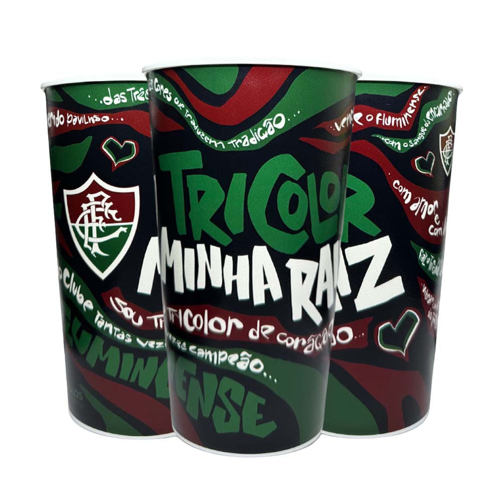 Copo Fluminense Tricolor Minha Raiz Plástico 500ml Unissex