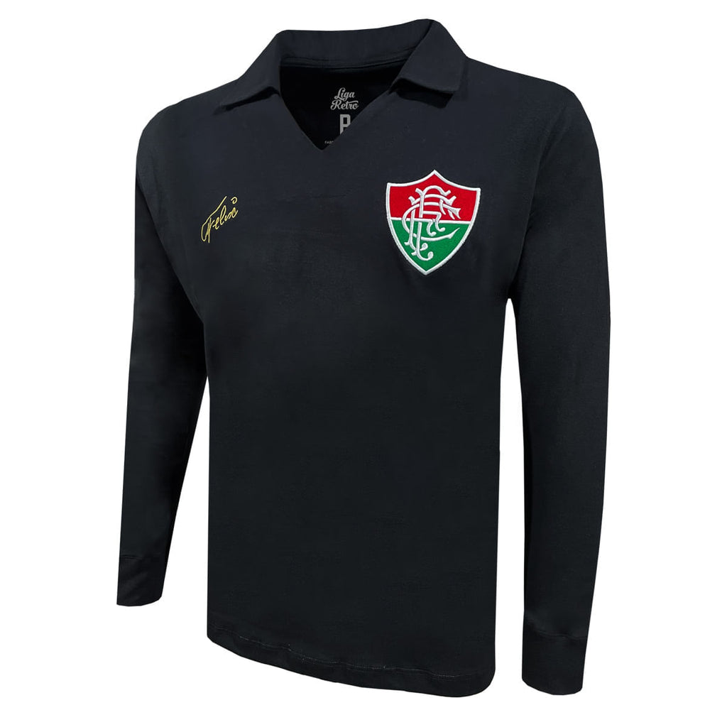 Liga Retrô Camisa Fluminense Manga Longa Félix 1970 Masculina Preta