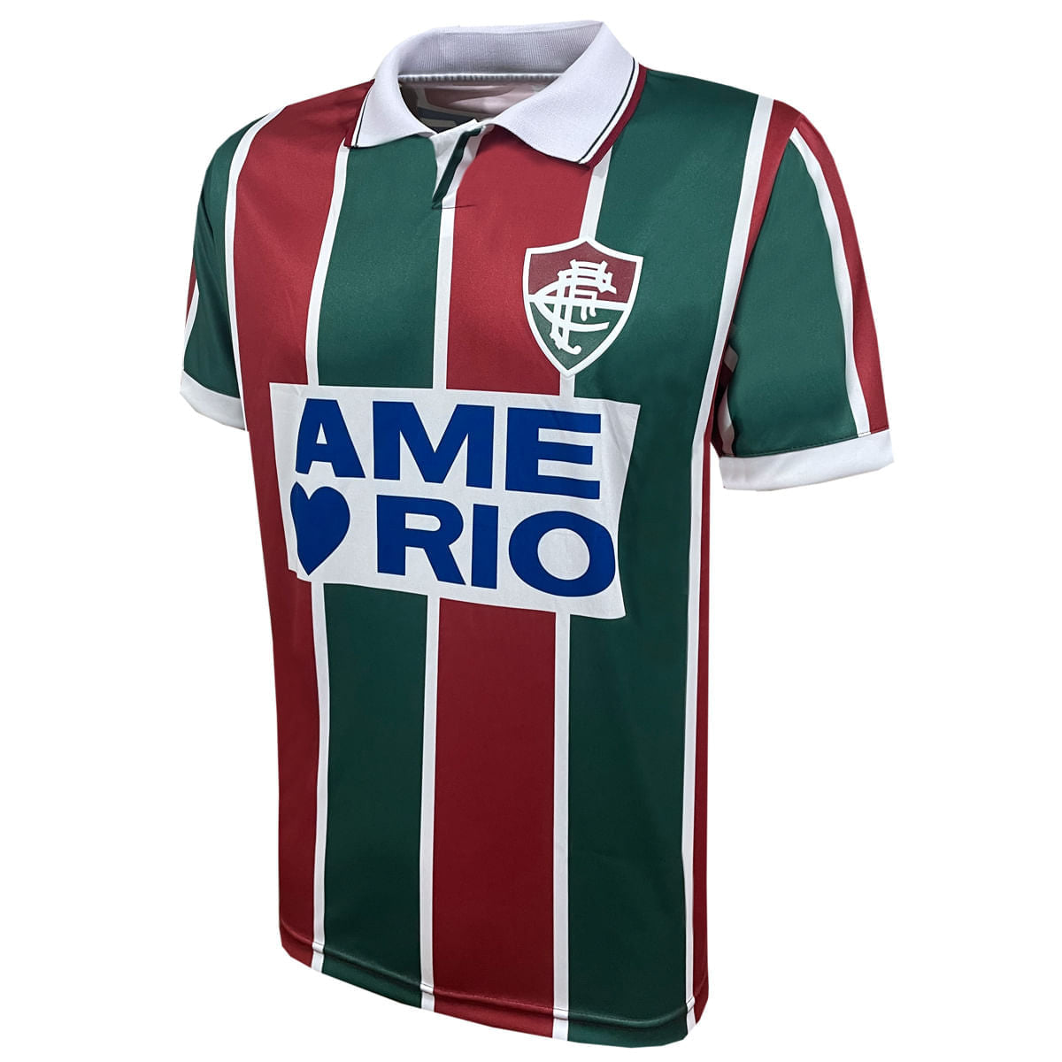 Liga Retrô Camisa Fluminense AME O RIO 1995 Masculina Verde/Grená/Branco
