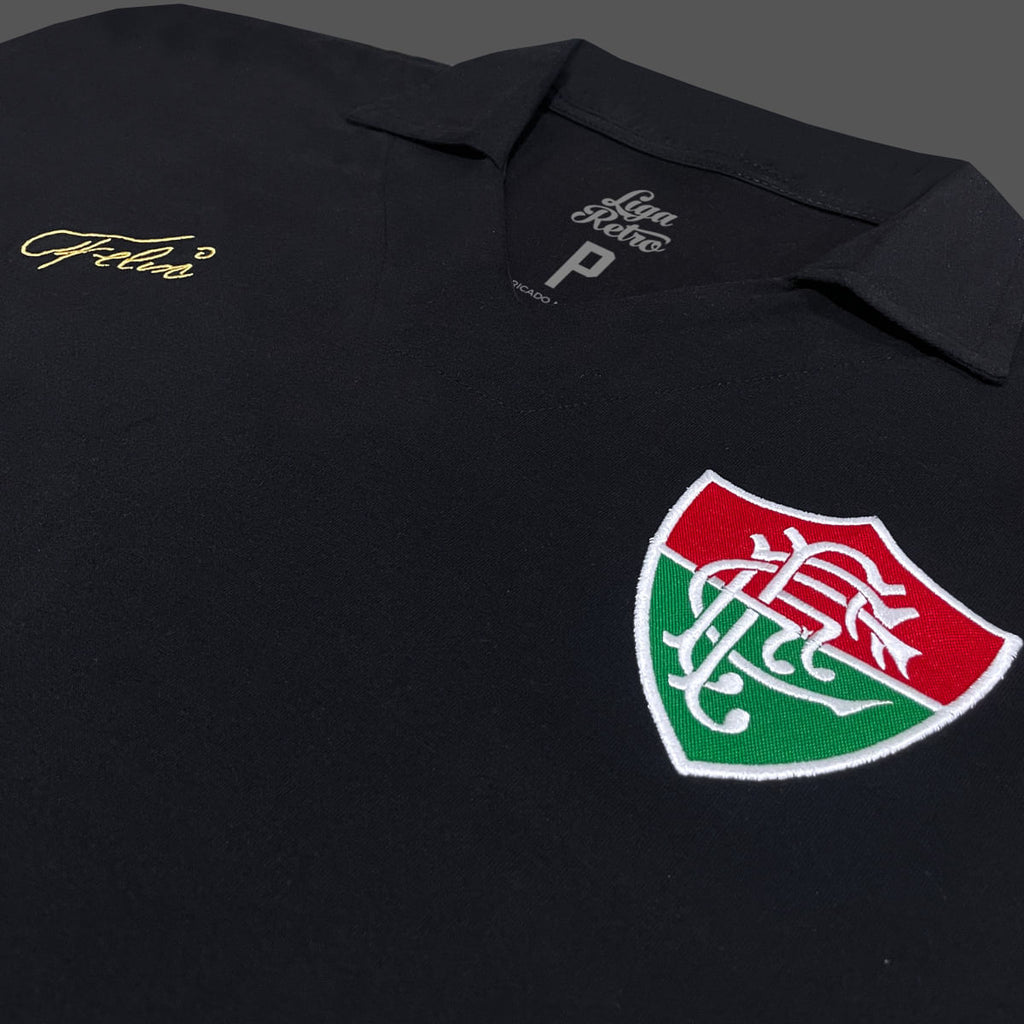 Liga Retrô Camisa Fluminense Manga Longa Félix 1970 Masculina Preta