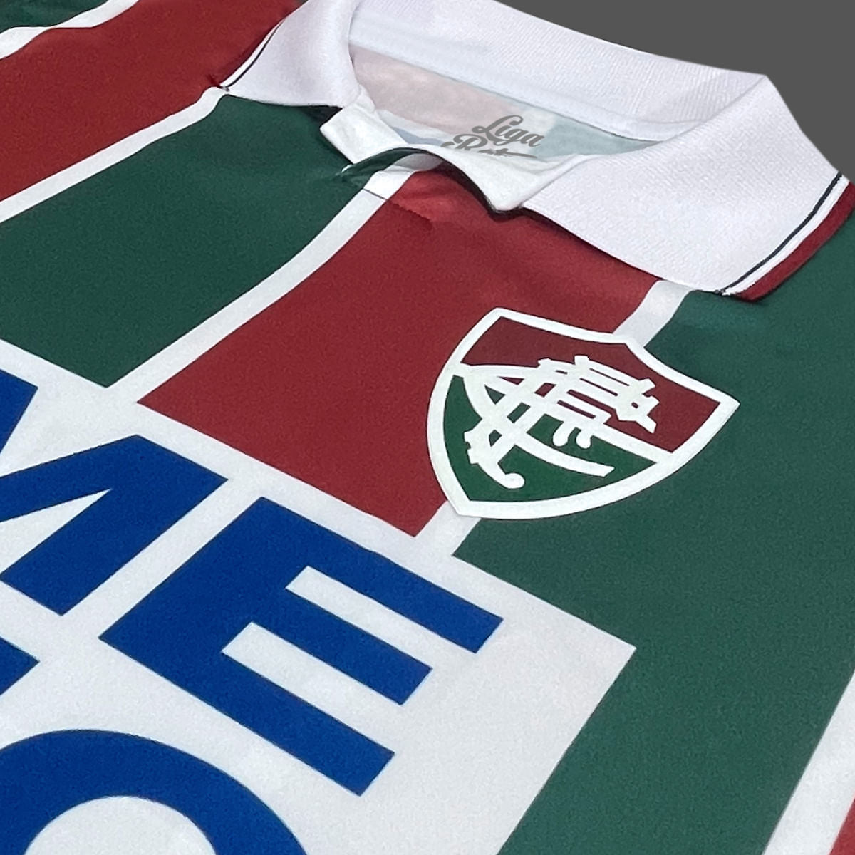 Liga Retrô Camisa Fluminense AME O RIO 1995 Masculina Verde/Grená/Branco