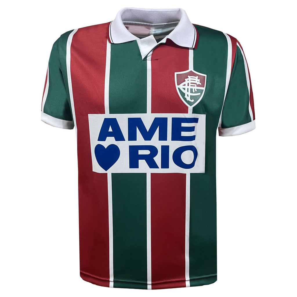Liga Retrô Camisa Fluminense AME O RIO 1995 Masculina Verde/Grená/Branco