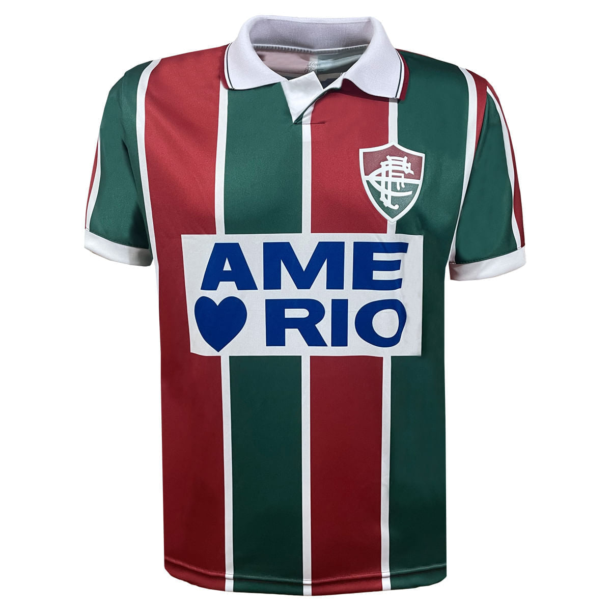 Liga Retrô Camisa Fluminense AME O RIO 1995 Masculina Verde/Grená/Branco