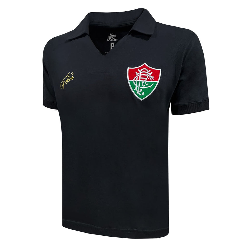 Liga Retrô Camisa Fluminense Félix 1970 Manga Longa Masculina Preta