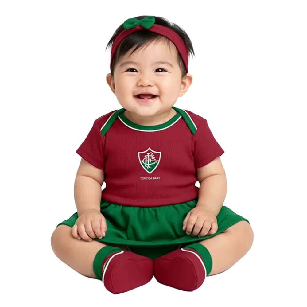 Torcida Baby Kit Fluminense 3 Peças Menina Torcida Baby Tricolor