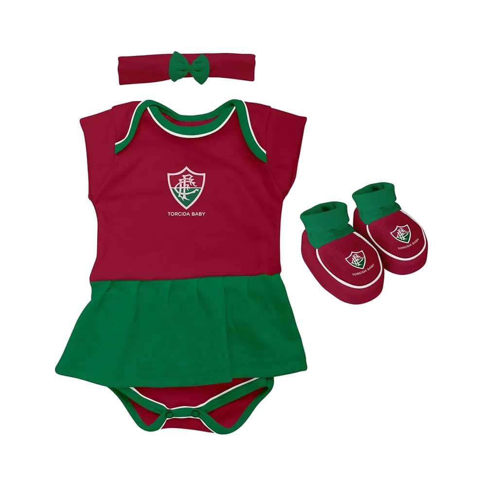 Torcida Baby Kit Fluminense 3 Peças Menina Torcida Baby Tricolor