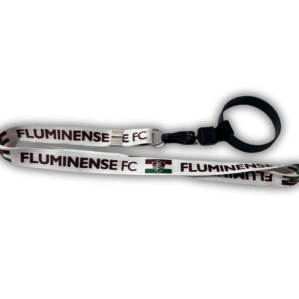 Cordão Porta Copo Fluminense Branco Mosquetão Unissex